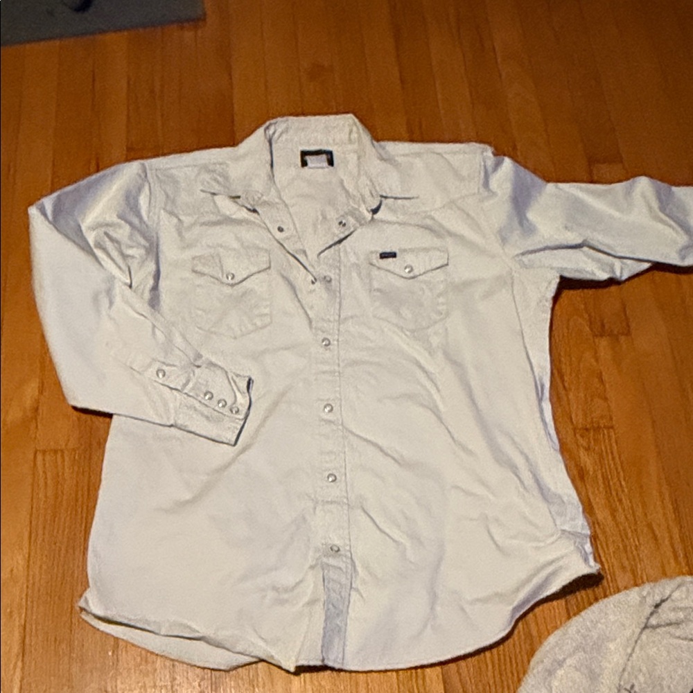 Men's Wrangler Off White Button-Up Denim Shirt XLT
